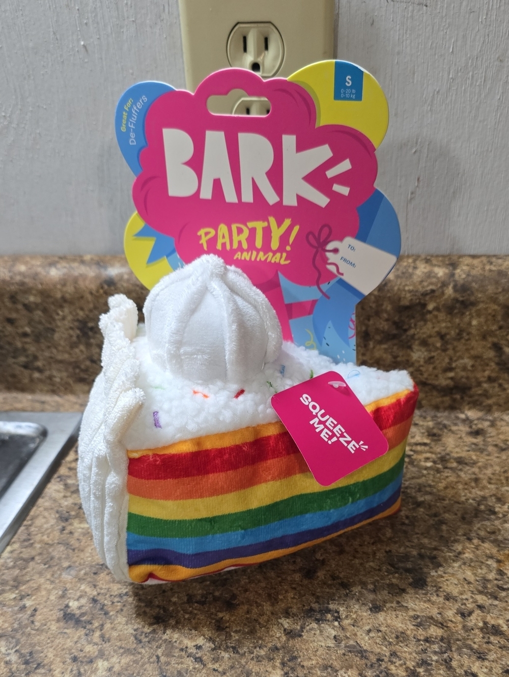 Bark Party Animal Rainbow Slice Plush Dog Toy Size Small 0-20 Pounds NWT
